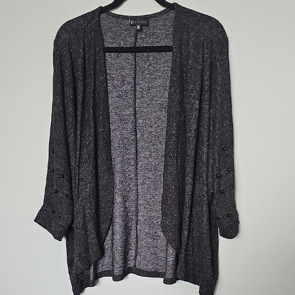 Collection by Bobbeau Beaded Gray Heathered Open Front Cardigan Sweater XL - Picture 1 of 6
